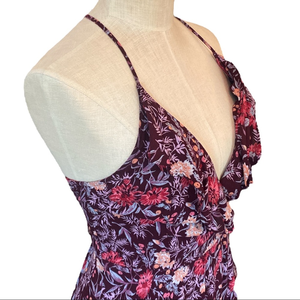 Kimchi Blue Floral Burgundy & Pink Halter Sundress - Picture 3 of 8